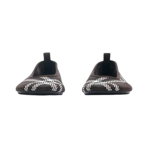 Checked Knitted Slip-On Ballerina Shoes