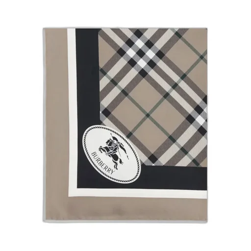 Vintage Check-Pattern Silk Scarf