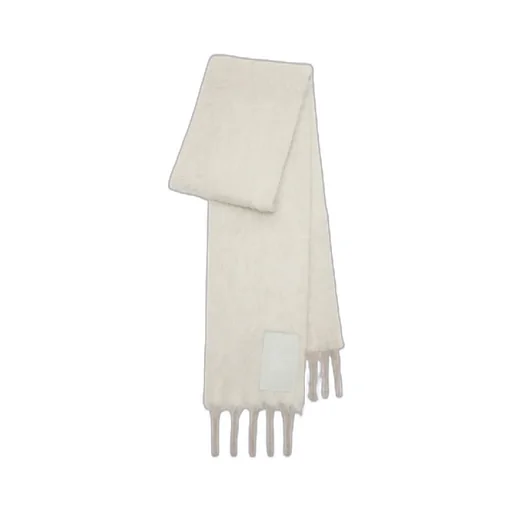 Logo Patch Fringed Brushed Scarf
