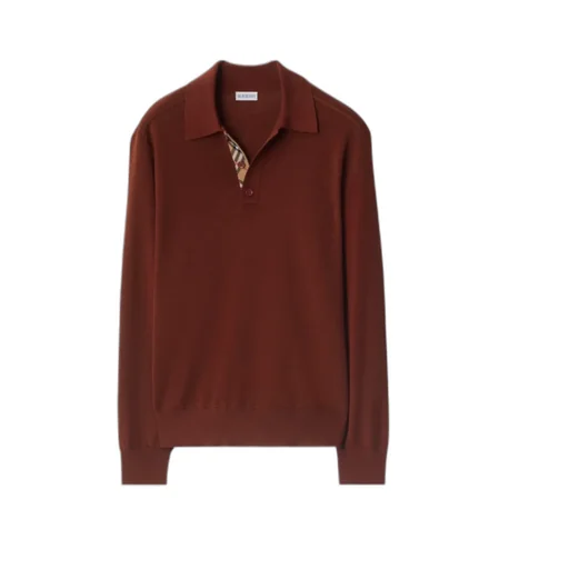 Long-Sleeve Wool Polo Shirt