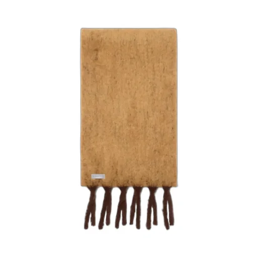 Logo Patch Fringed Brushed Scarf