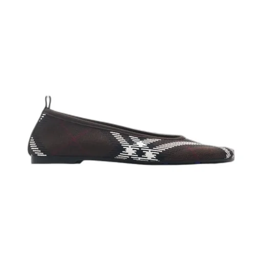 Checked Knitted Slip-On Ballerina Shoes