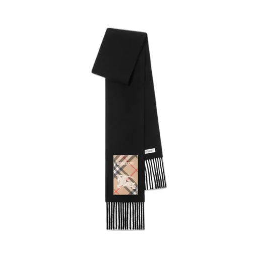 Check Label Fringed Scarf