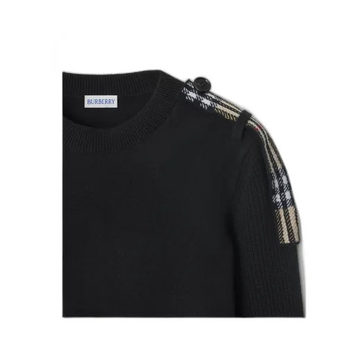 Checked Epaulettes Sweater