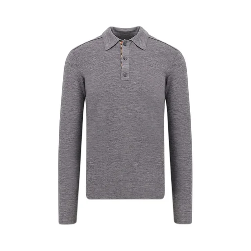 Long Sleeved Knitted Polo Shirt