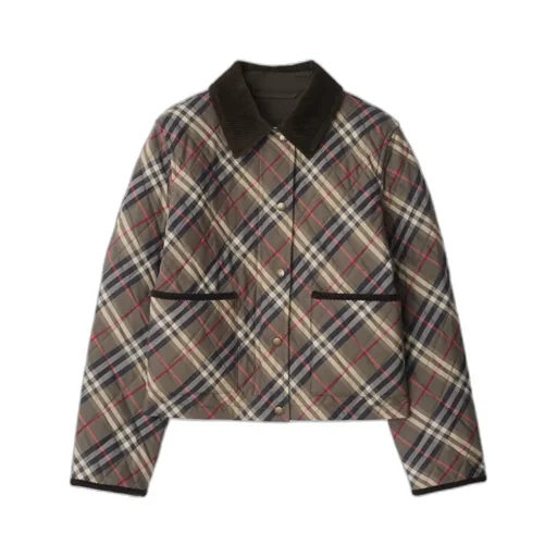 Checked Quilted Press-Stud Jacket