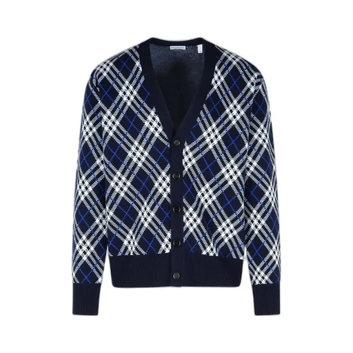 Check Pattern V-Neck Cardigan