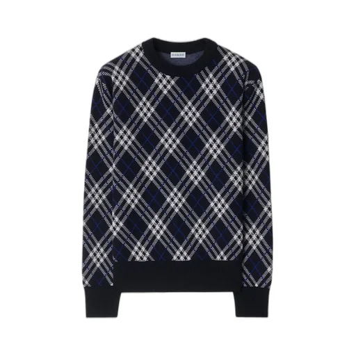 Checked Knitted Crewneck Jumper