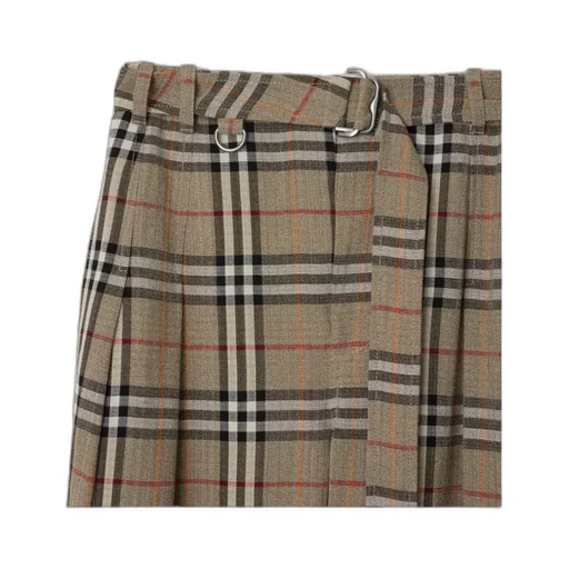 Straight-Leg Checked Belted Trousers