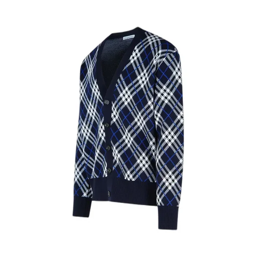 Check Pattern V-Neck Cardigan
