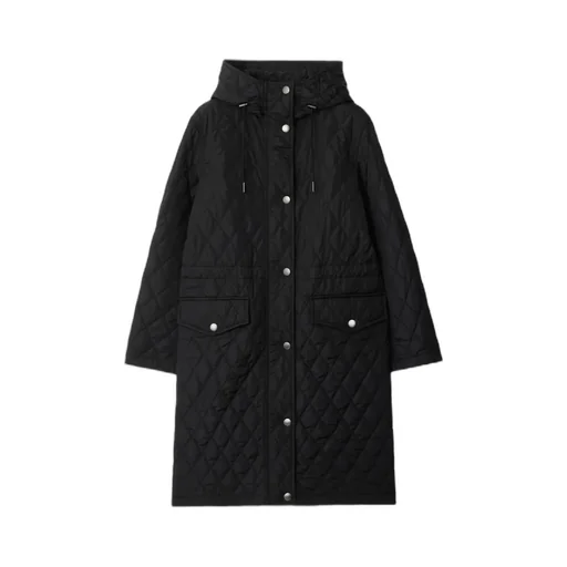 Quilted Hooded Drawstring Coat