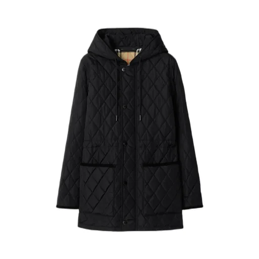 Checkered Detailed Quilted Coat