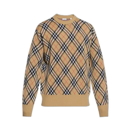 Checked Knitted Crewneck Jumper
