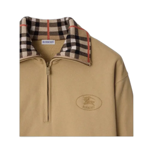 Check Collar Half-Zip Sweatshirt