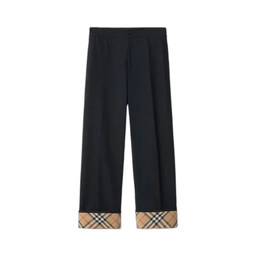 Straight-Leg Checked Trim Trousers