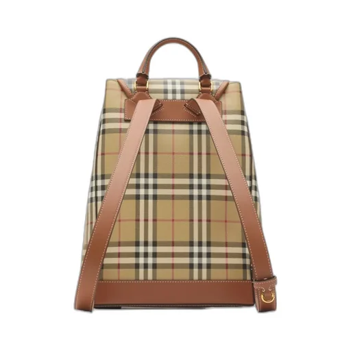 Checked Buckle Detailed Backpack