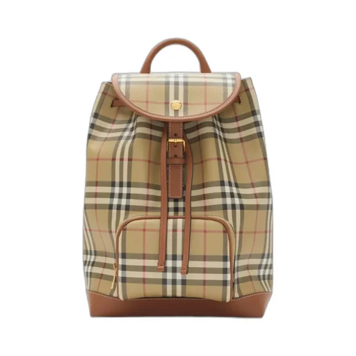 Checked Buckle Detailed Backpack