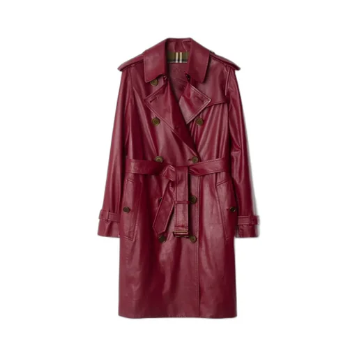 Mid-Length Leather Kensington Trench Coat
