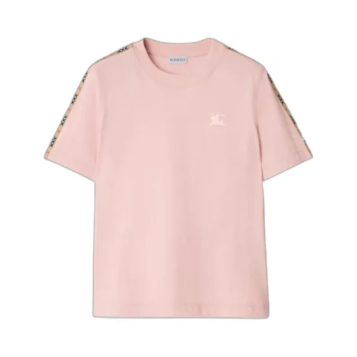 Check Trim Cotton T-Shirt