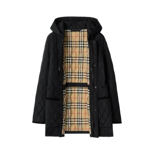 Checkered Detailed Quilted Coat