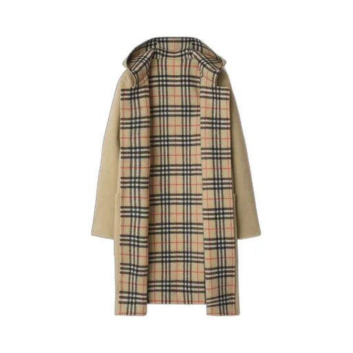 Reversible Wool Hooded Wrap Coat