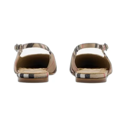 Pointed-Toe Checked Slingback Ballet Flats