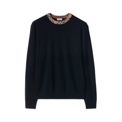 Checked-Trim Ribbed-Knit Jumper