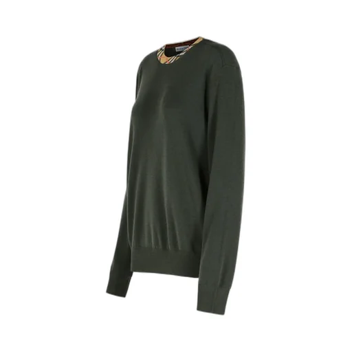 Checked Neck Knitted Jumper