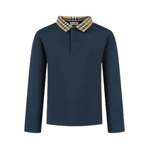 Long-Sleeved Buttoned Polo Shirt