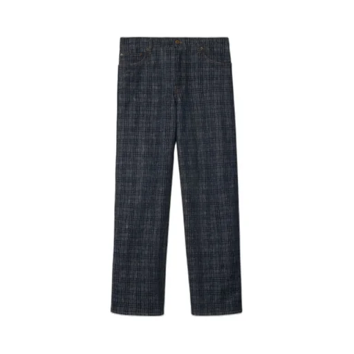 Loose Check Denim Jeans