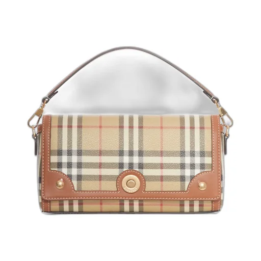 Checked Foldover Top Tote Bag