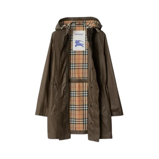Drawstring-Waist Hooded Gabardine Parka