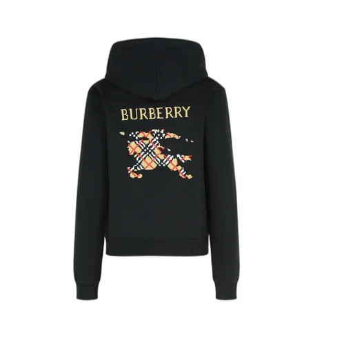 Logo Embroidered Checked Drawstring Hoodie