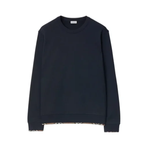Cotton Sweatshirt With Check Trim