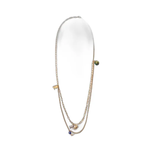 Double-Chain Charm Embellished Necklace
