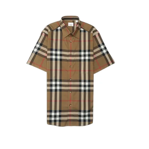 Regular Fit Check Stretch Cotton Poplin Shirt