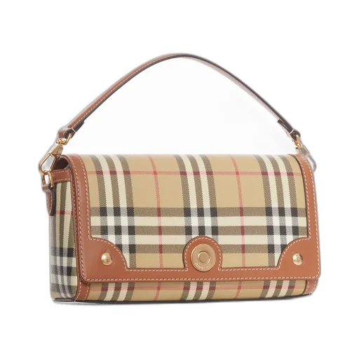 Checked Foldover Top Tote Bag