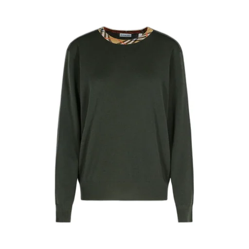 Checked Neck Knitted Jumper