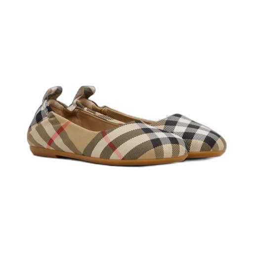 Vintage Check-Pattern Ballet Flats