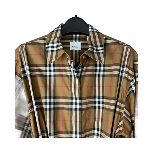 Check Stretch Cotton Shirt Dress