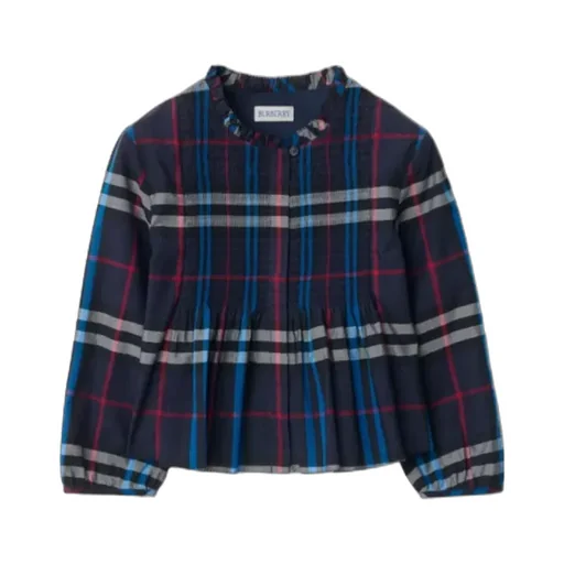 Check-Pattern Smocked Blouse