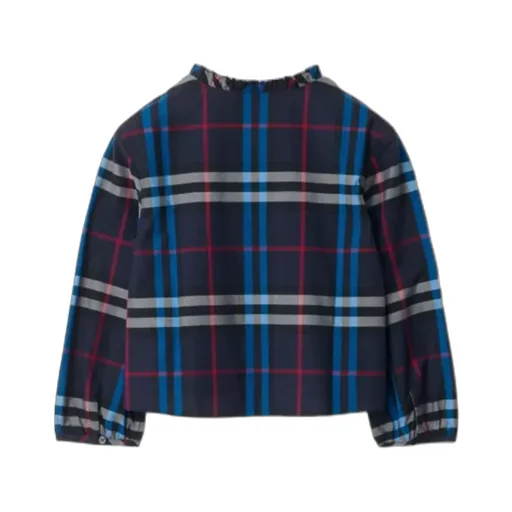 Check-Pattern Smocked Blouse