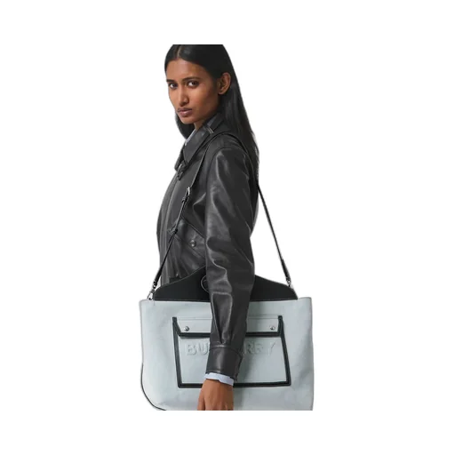 Medium Cotton Canvas Leather Soft Pocket Todd Handbag
