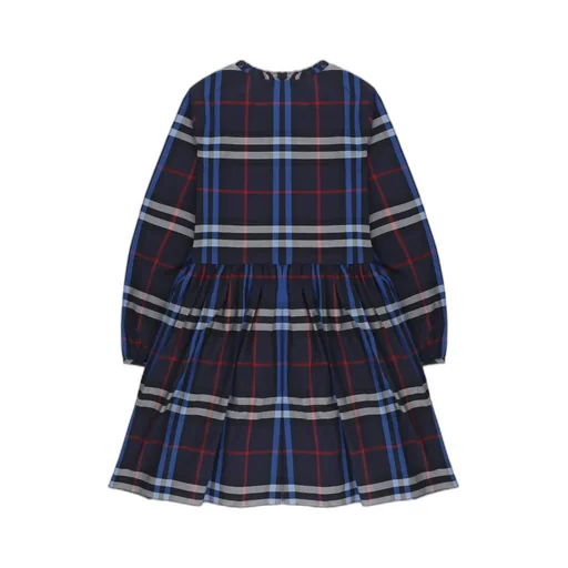 Kids Long Sleeved Checked Flared Dress