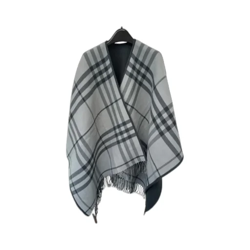 Double-Sided Plaid Shawl