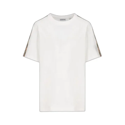 Checked-Trim Crewneck T-Shirt