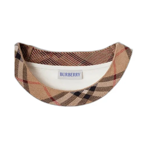 Checked-Trim Crewneck T-Shirt