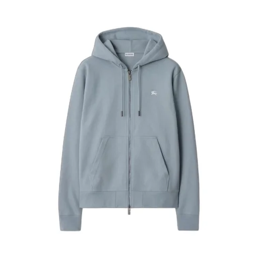 Logo Embroidered Zipped Drawstring Hoodie