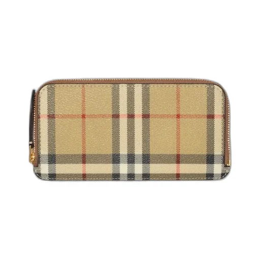 Large Check Zip Card Case