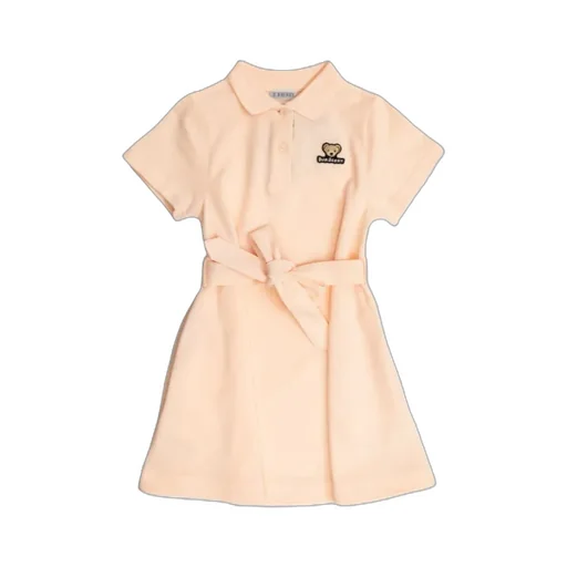 Logo Embroidered Belted Dress